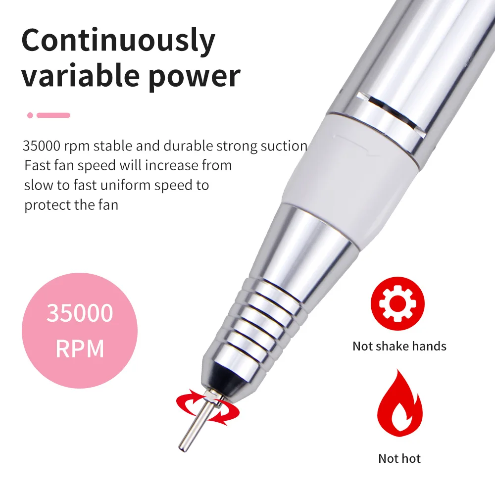 Multifunktionale 3in1 Silent 35000RPM Maniküre Maschine Leistungsstarke Staubsauger UV LED Nagel Lampe Schnell Nagel Trockner