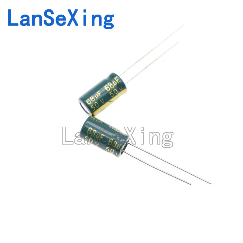 Direct insertion aluminum electrolytic capacitor components 50v 68uf, volume 6 * 11mm, capacitance 68uf 50v, capacitance