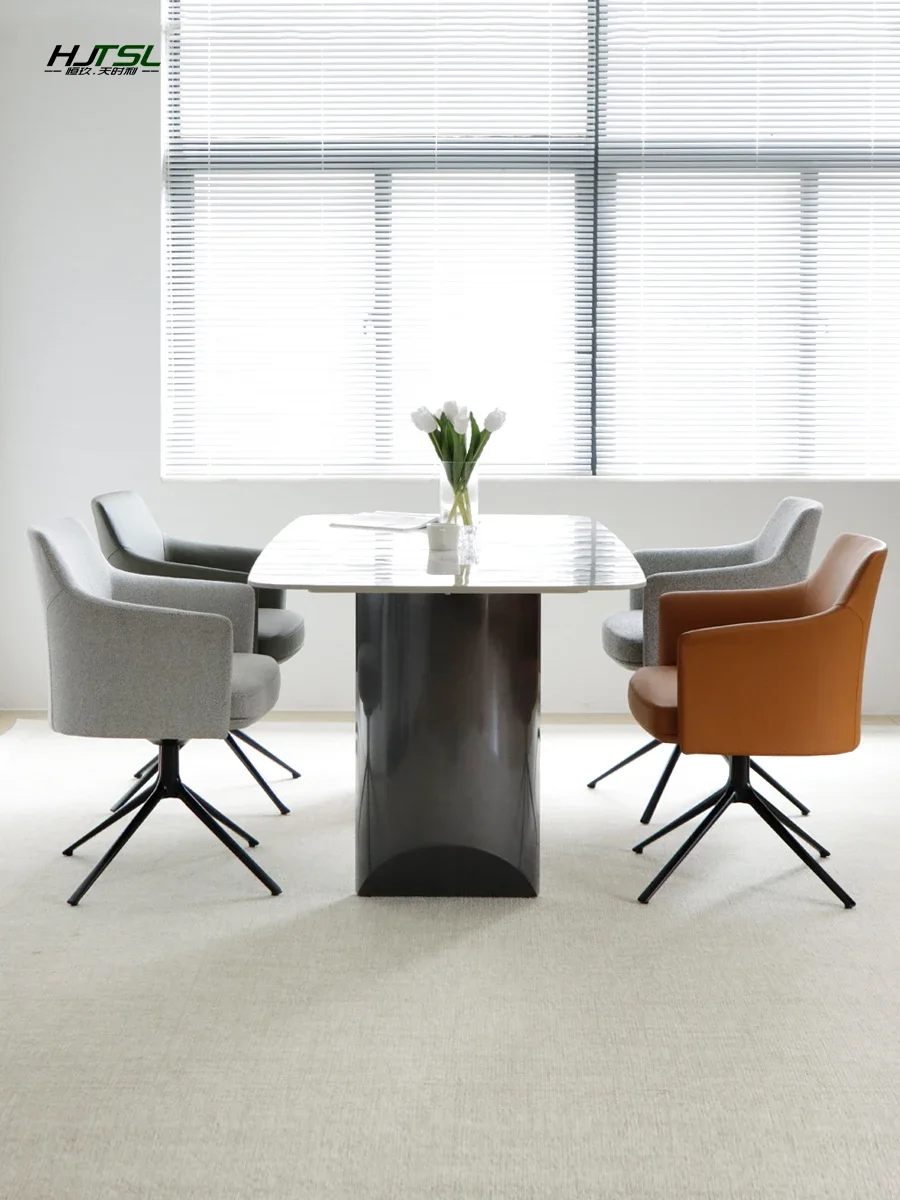 Poliform Italian Minimalist Rotatable Dining Chair with Armrest Single Reception Conference Chair Desk Chair