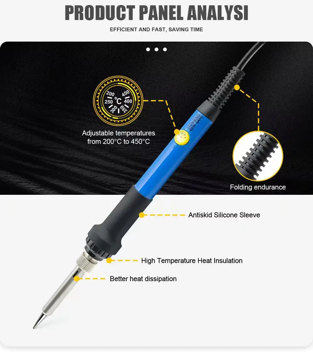 Adjustable Temperature Electric Soldering Iron, Multifunctional Welding Solder, Rework Station, Heat Repair Tools 110V/220V, 60W