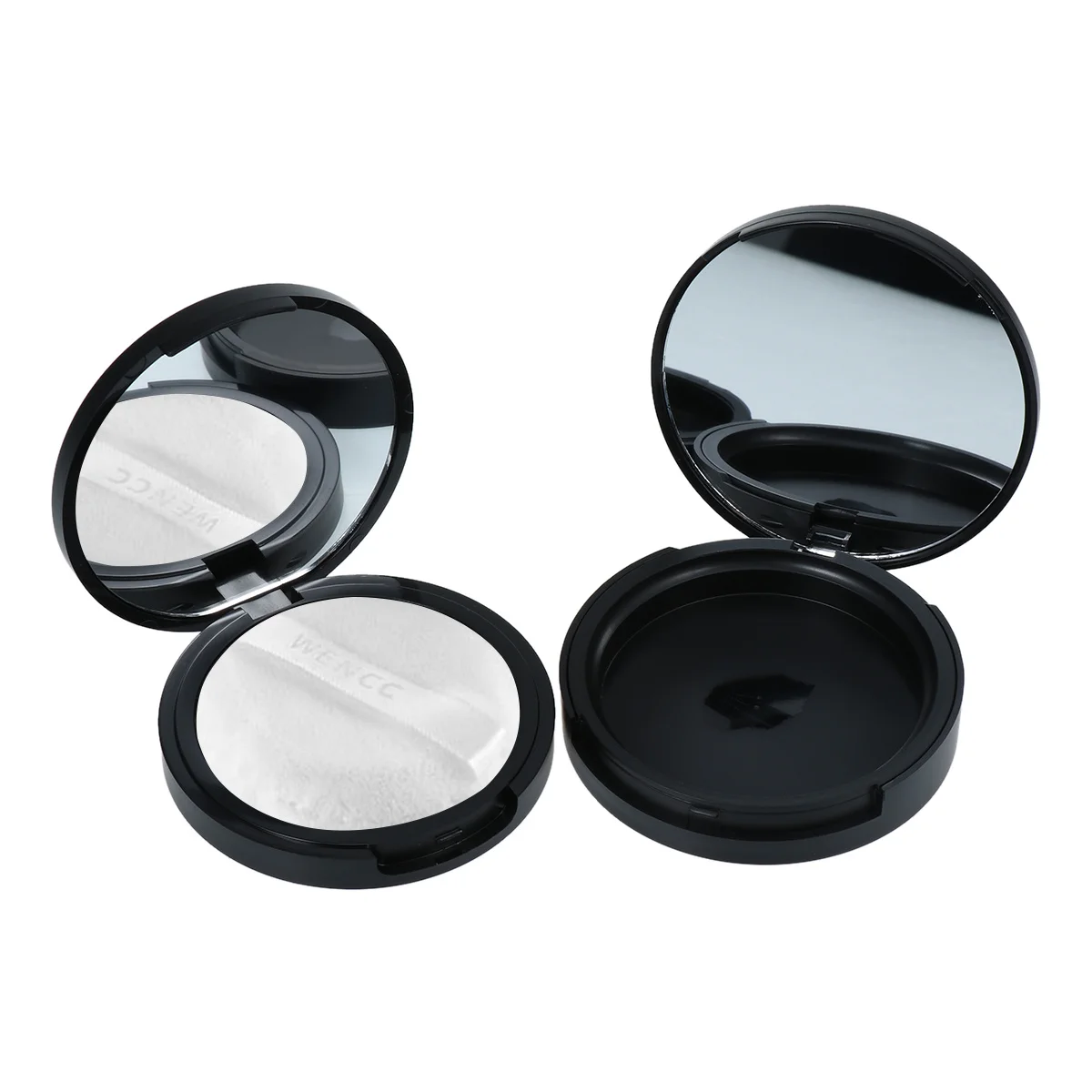 2개입 원형 빈 리필용 크림 용기 블랙 경량 휴대용 거울 콤팩트 여행용 립밤 아이섀도우 케이스