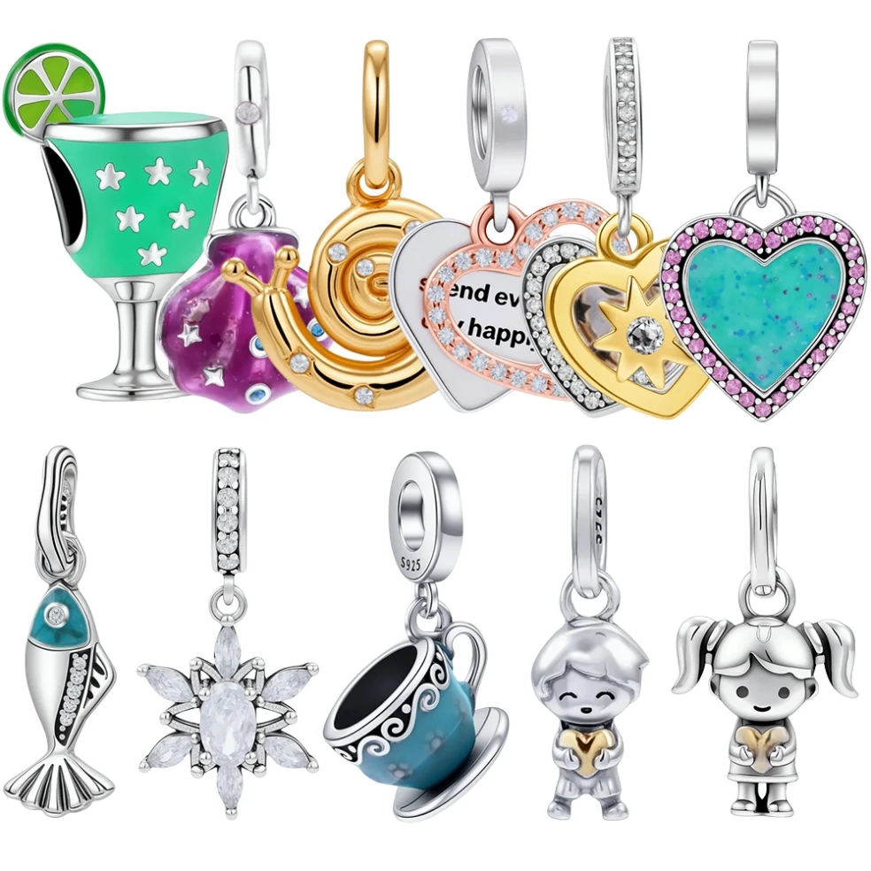 2026 Neu 925 Sterling Silber Original Fischbecher Muschel Herz Anhänger DIY Charms Armband Zubehör Perle Überraschung Schmuck Geschenk