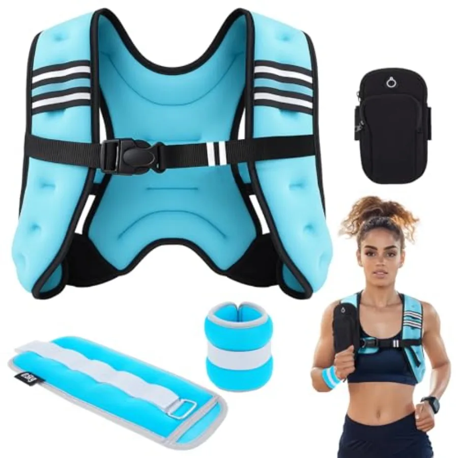 

Комплект утяжеленных жилетов для женщин: регулируемый жилет для рюкзачного бега 10 фунтов с парой утяжелителей для запястий, лодыжек и рук по 2 фунта для бега, ходьбы и тренировок