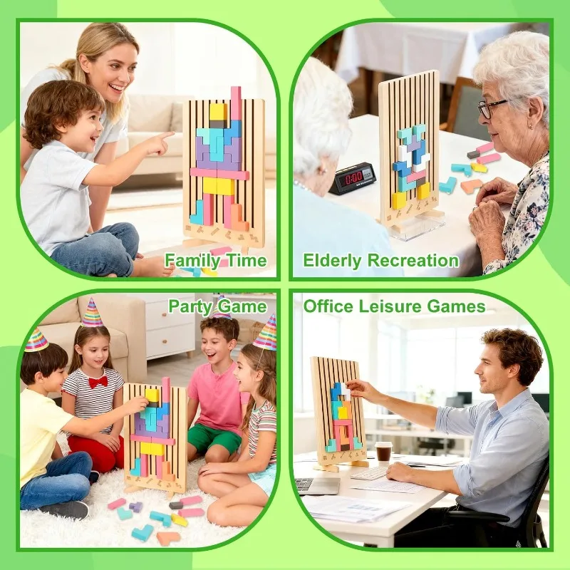 나무 쌓기 퍼즐 장난감, 몬테소리 두뇌 블록 장난감 3D 두뇌 티저 퍼즐 유아용 3-8세 교육용 논리 게임