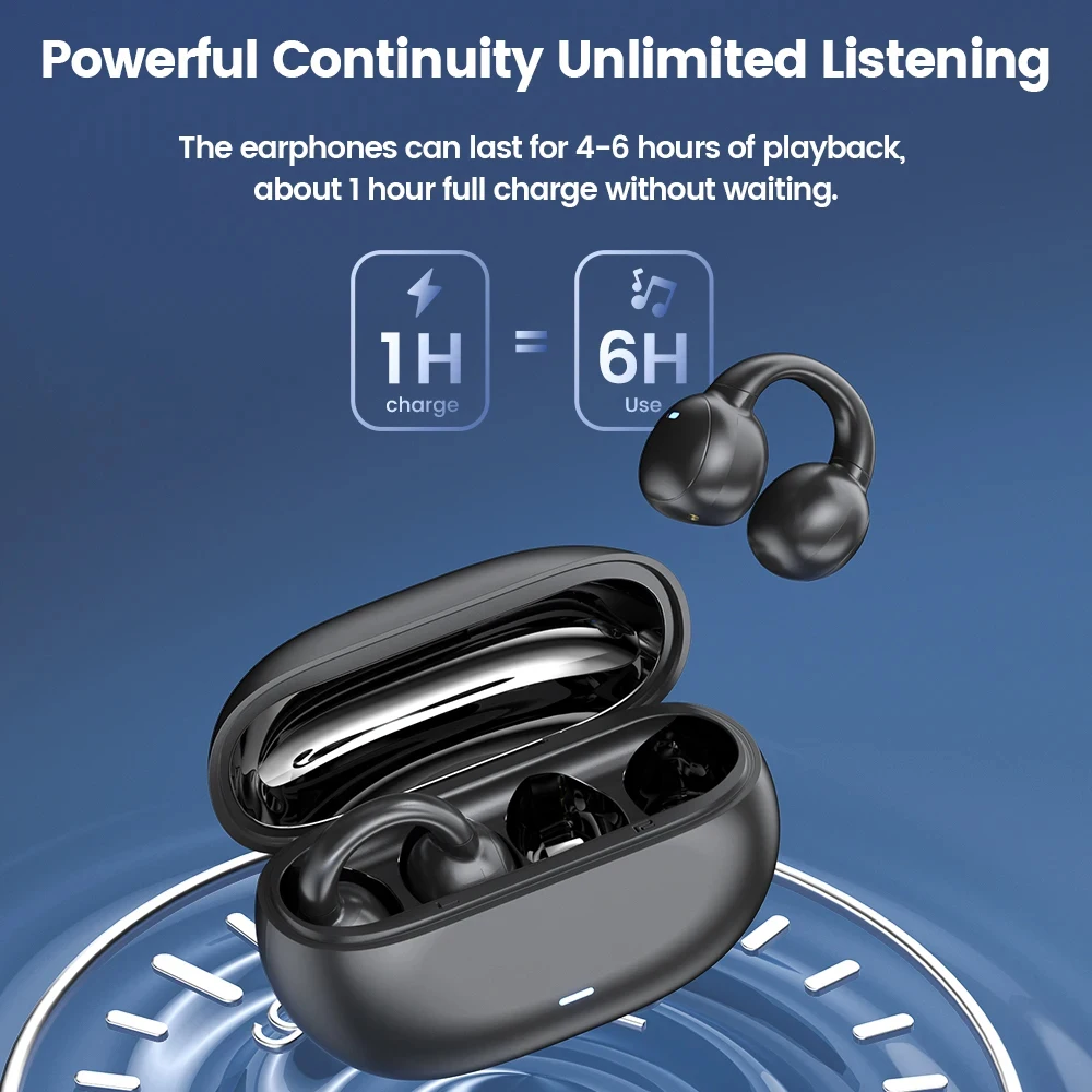 Bone Free Clips Bluetooth Earphone True Wireless Gaming Headsets Ear Buds Mini pods Noise Reduction Sports Bin for all phone