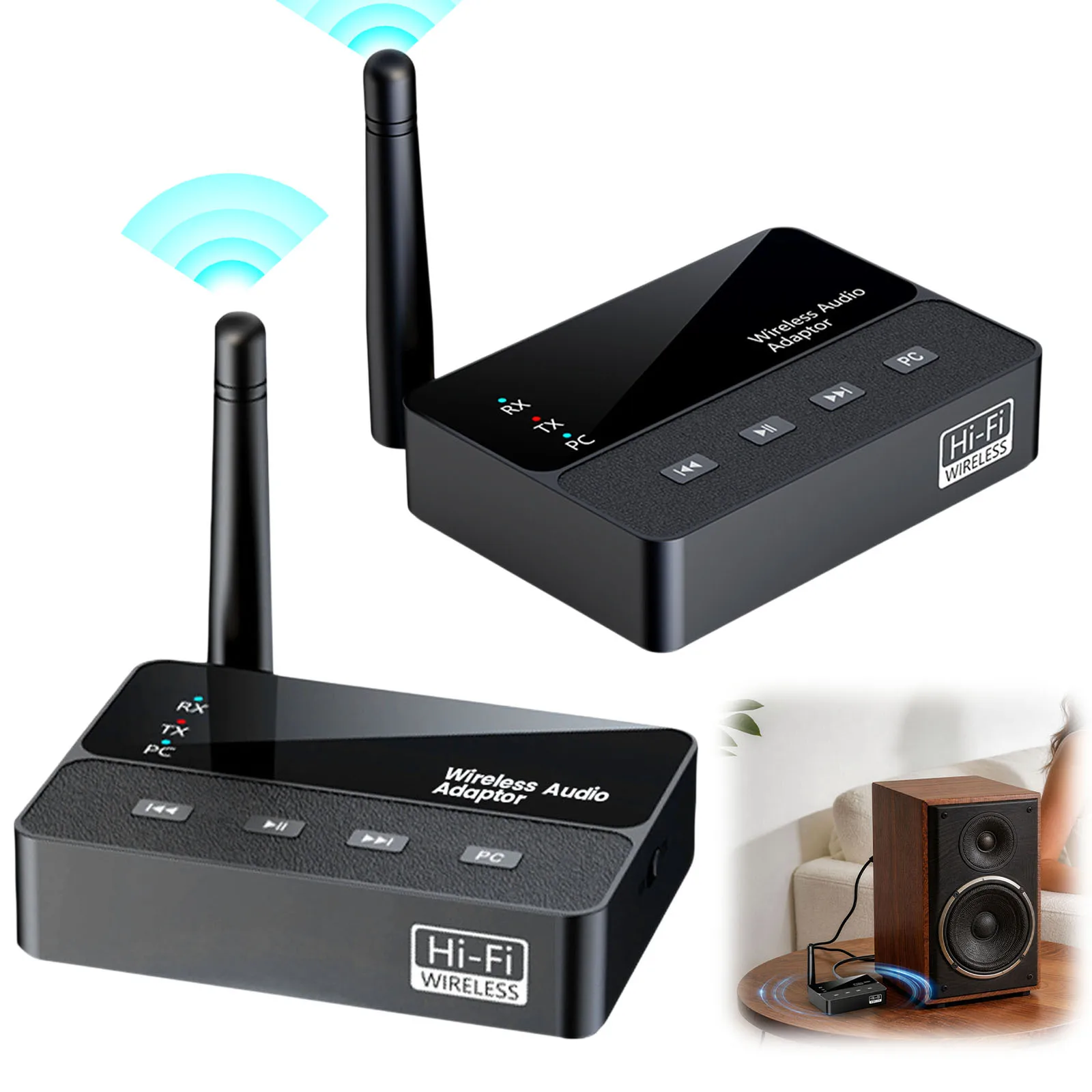 Wireless Audio Adapter BT 6.0 2-in-1 TX RX AUX RCA Transmitter Receiver for TV PC Car Speaker Amplifier