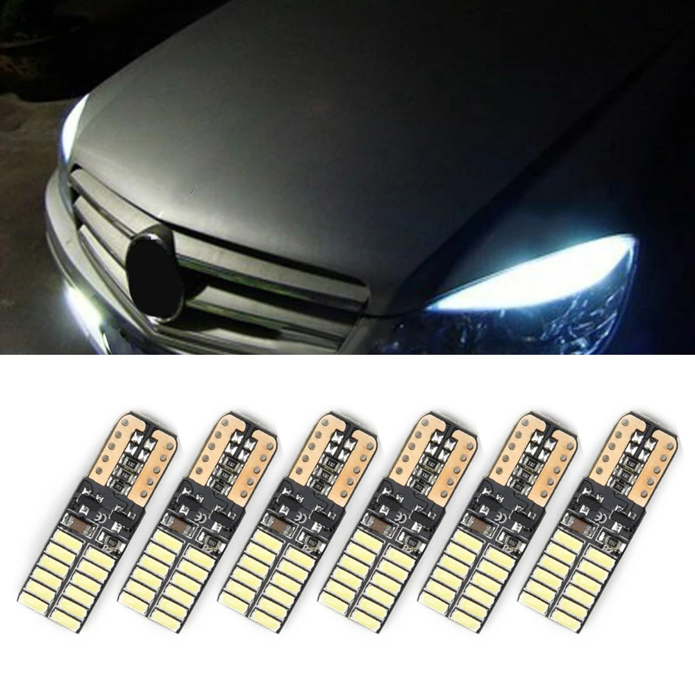 

6pcs T10 LED Lights Bulb 6000K White Error Free For Mercedes W2045W DC12-24V Signal Lamp Dome Reading License Plate Light