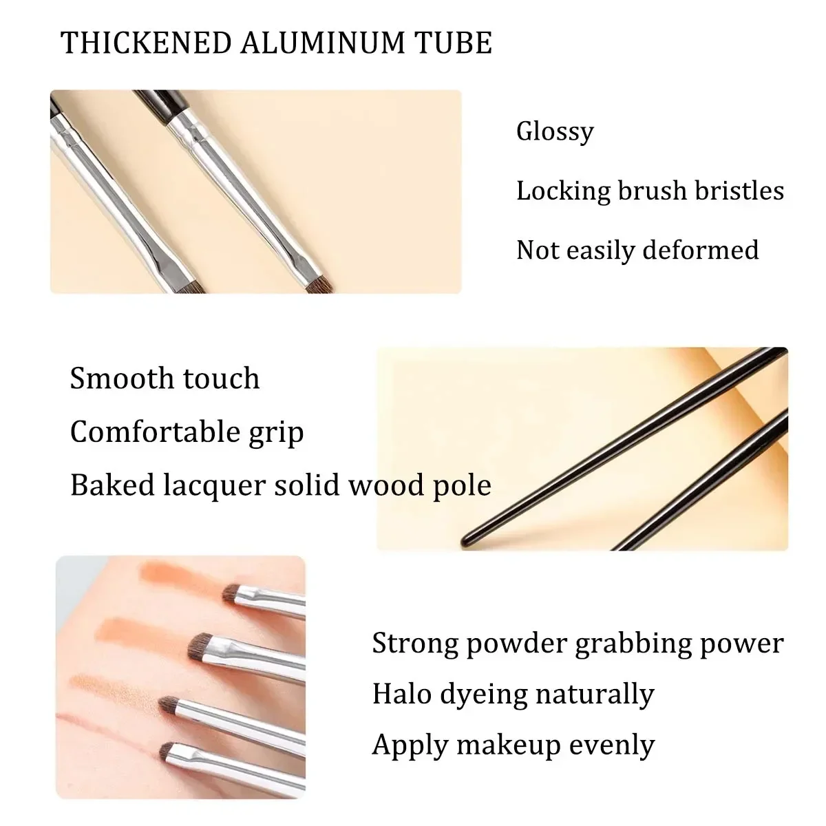 Set di quattro pezzi di pennelli per eyeliner e pennelli per occhi fini, pennello per ombretto per sbavature portatili, trucco coreano del baco da seta sdraiato