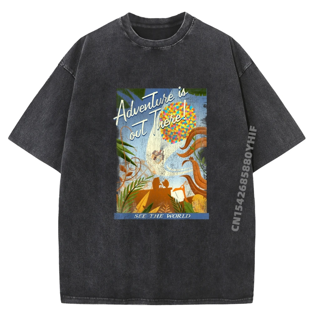 

Pixar Up Poster Vintage Men T Shirts High Quality Classic Graphic T Shirts Mens Printed Tshirts Vintage Washed Clothes