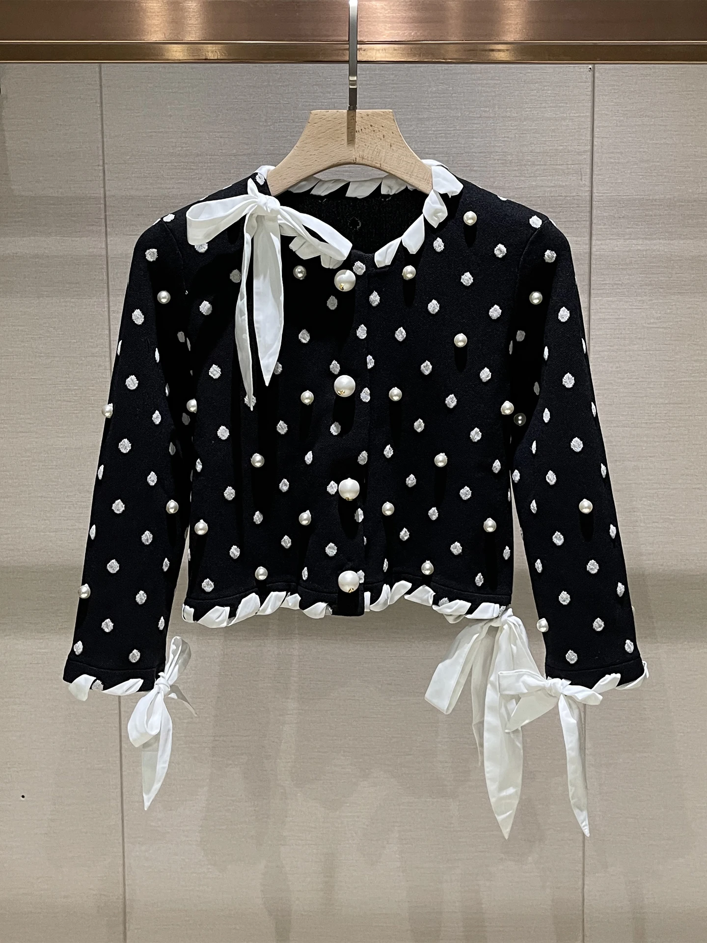 

Ele Lady's вязаный кардиган Long Sve round Ne в горошек, зимнее новое поступление, мягкий, удобный, стандартного кроя