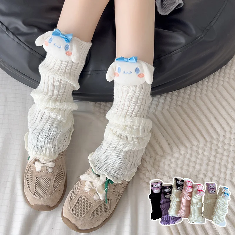 Cinnamoroll Kuromi My Melody Lolita Leg Warmers Women's Long Socks Warm Knitted Foot Cover Harajuku Style jk Academy Accessories