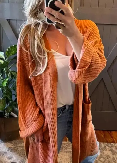 

Solid Color Casual Loose Knit Cardigan Jacket, Thick Needle Long Hair Jacket, Autumn and Winter Women's Cardigan Jacket