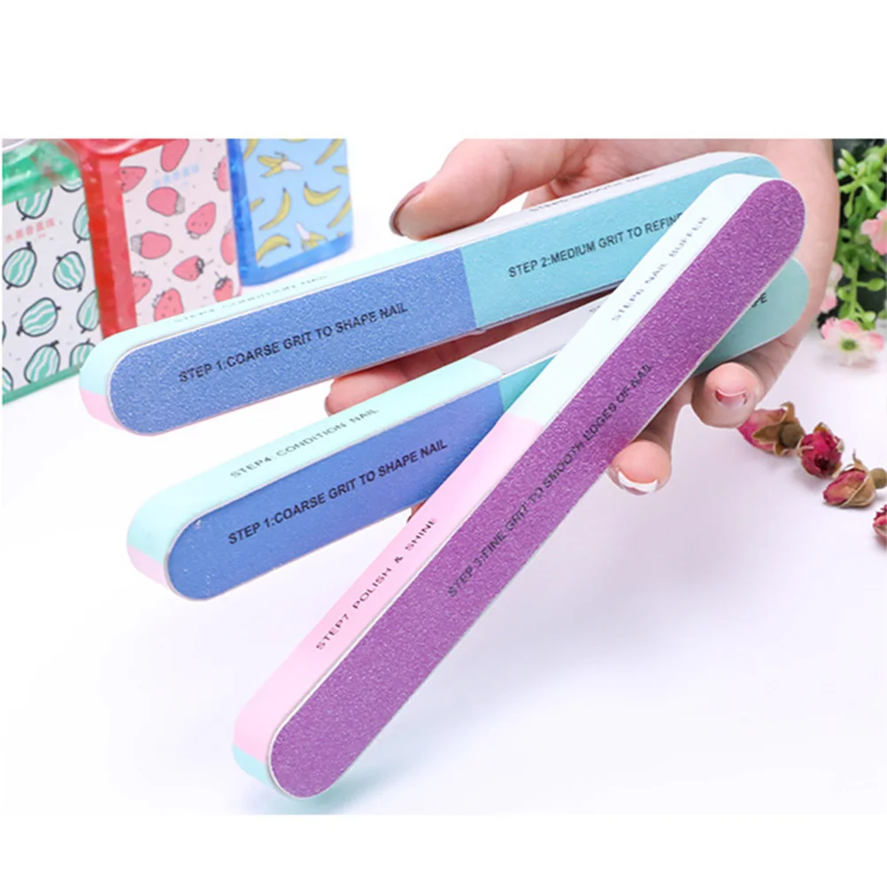 8pcs 6 Nail Files Professional Sides 7 Steps Buffering Blocks Polishing Tools For Lady Women To Emery Manicure Lime Sandpaper