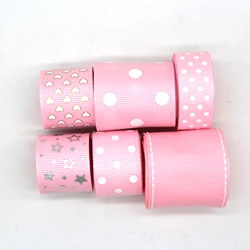 Pink Grosgrain Ribbon Printed Dots For DIY Wedding Decortion Gift Christmas Hairbow Home Wrapping  Accessories