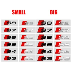 Auto 3D ABS S3 S4 S5 S6 S7 S8 Emblem Decoration Sticker For Audi S Series Car Fender Trunk Rear Logo Styling Modification Decals