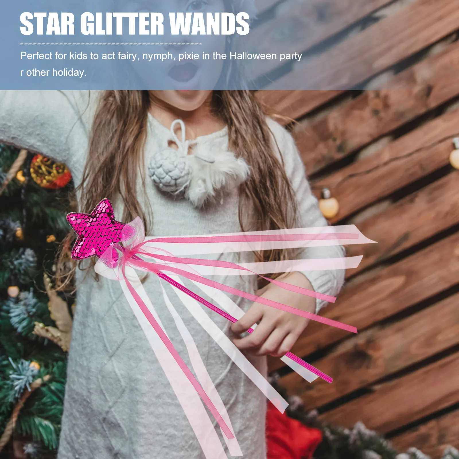

Glitter Star Fairy W for Girls Shaped Accessories Ribbons Sequin Props Toys Sticks Halloween Party