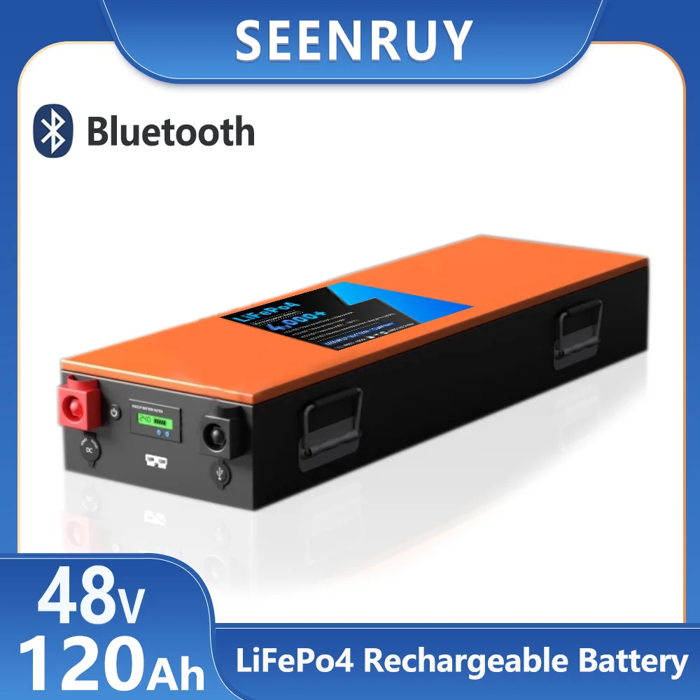 48v 120AH  Large capacity Lifepo4 Rechargeable Battery Pack Long Flat Lithium Iron Phosphate for Rv camping with 20A charger