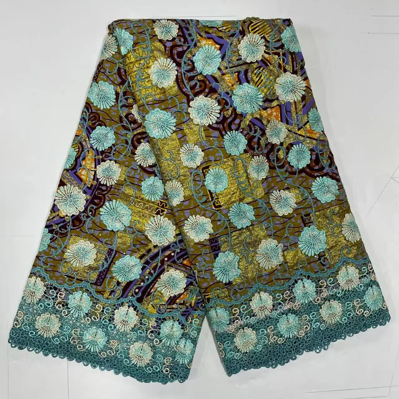 

Африканская хлопковая кружевная ткань, высокое качество, 5 ярдов, нигерийский гипюровый шнур, кружево для шитья, женское праздничное платье