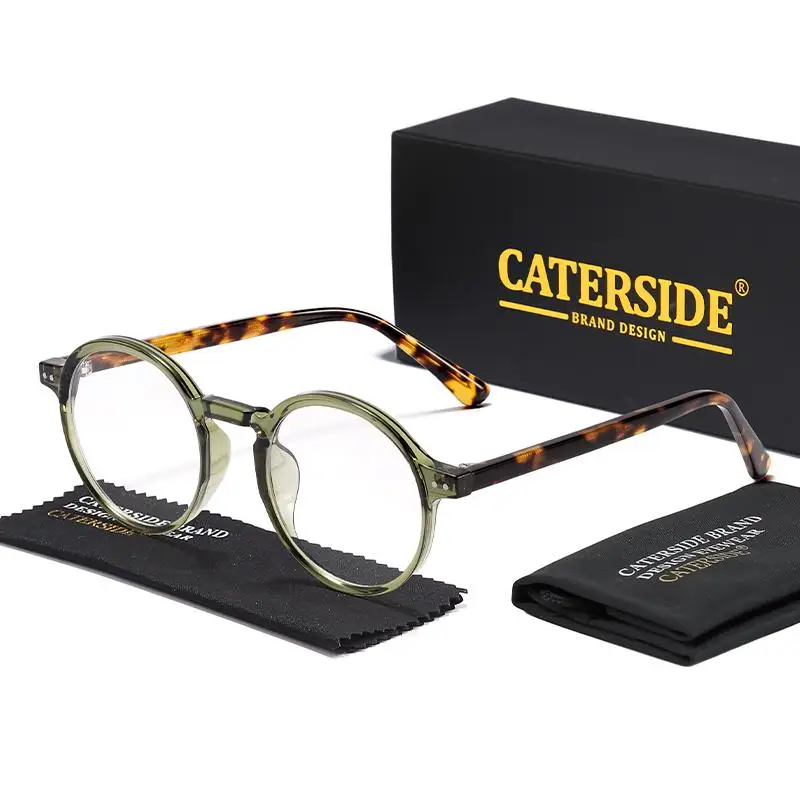 CATERSIDE Retro Männer Brille Runde Hohe Qualität TR90 Rahmen Rezept Brillen Rahmen Frauen Null-Power Objektiv Computer Gläser – Detail 7