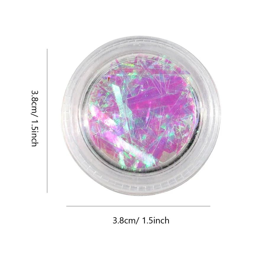 1 جرة غير النظامية أورورا الزجاج فيلم ملصقات الأظافر، سباركلي مسمار الفن الترتر الليزر قزحي الألوان للديكور DIY #6