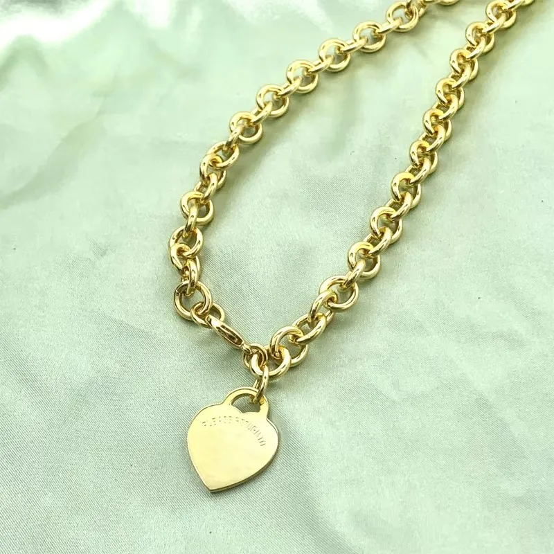 2025 New S925 Popular Style,Versatile Style, Thick Chain, Heart-shaped Tag Necklace Recommended By Internet Celebrities