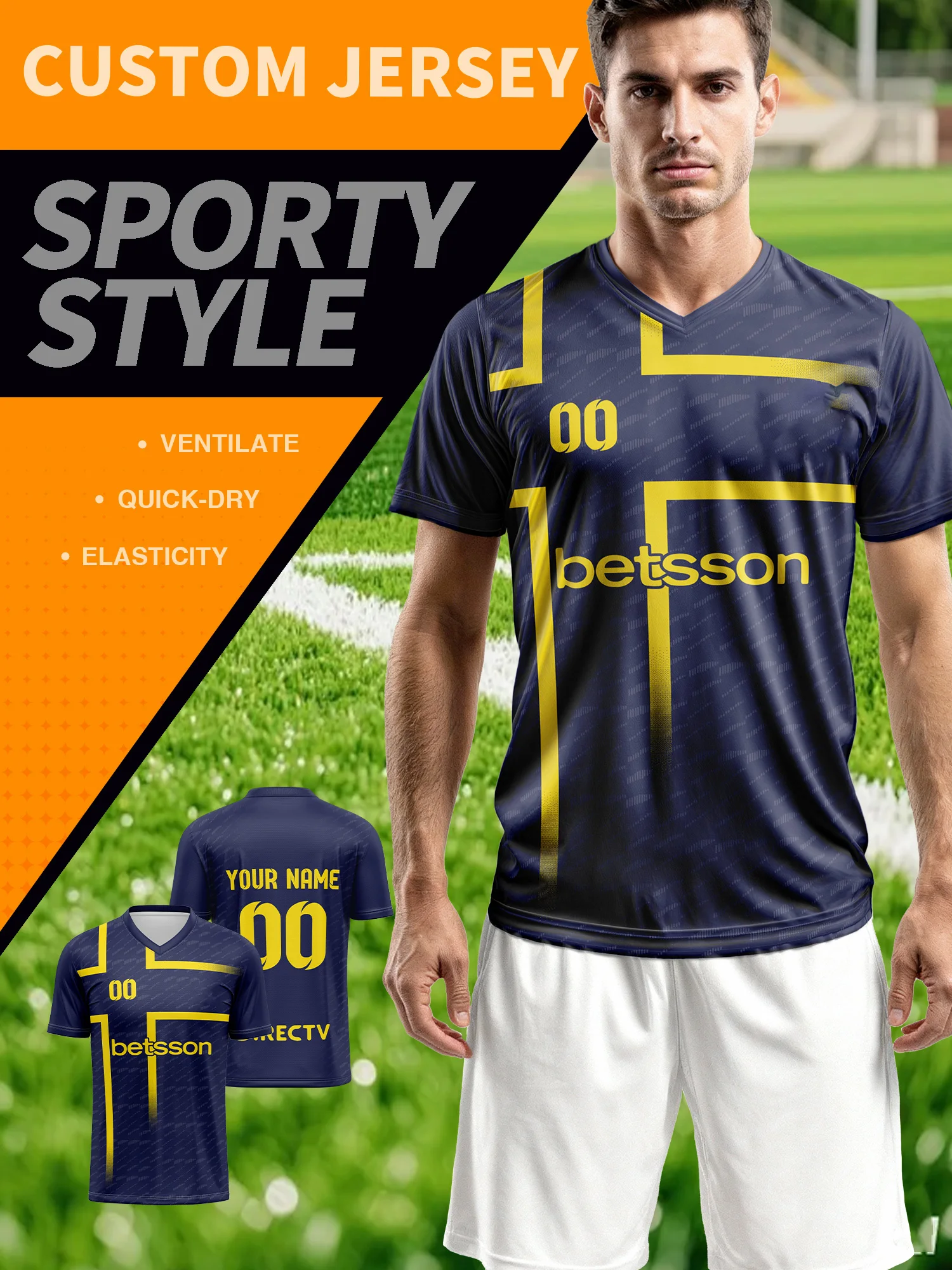 2026 Men's and Women's Customized Name and Number Sports V-Neck Jerseys, Quick-Drying, Fashionable, Sublimation Technology