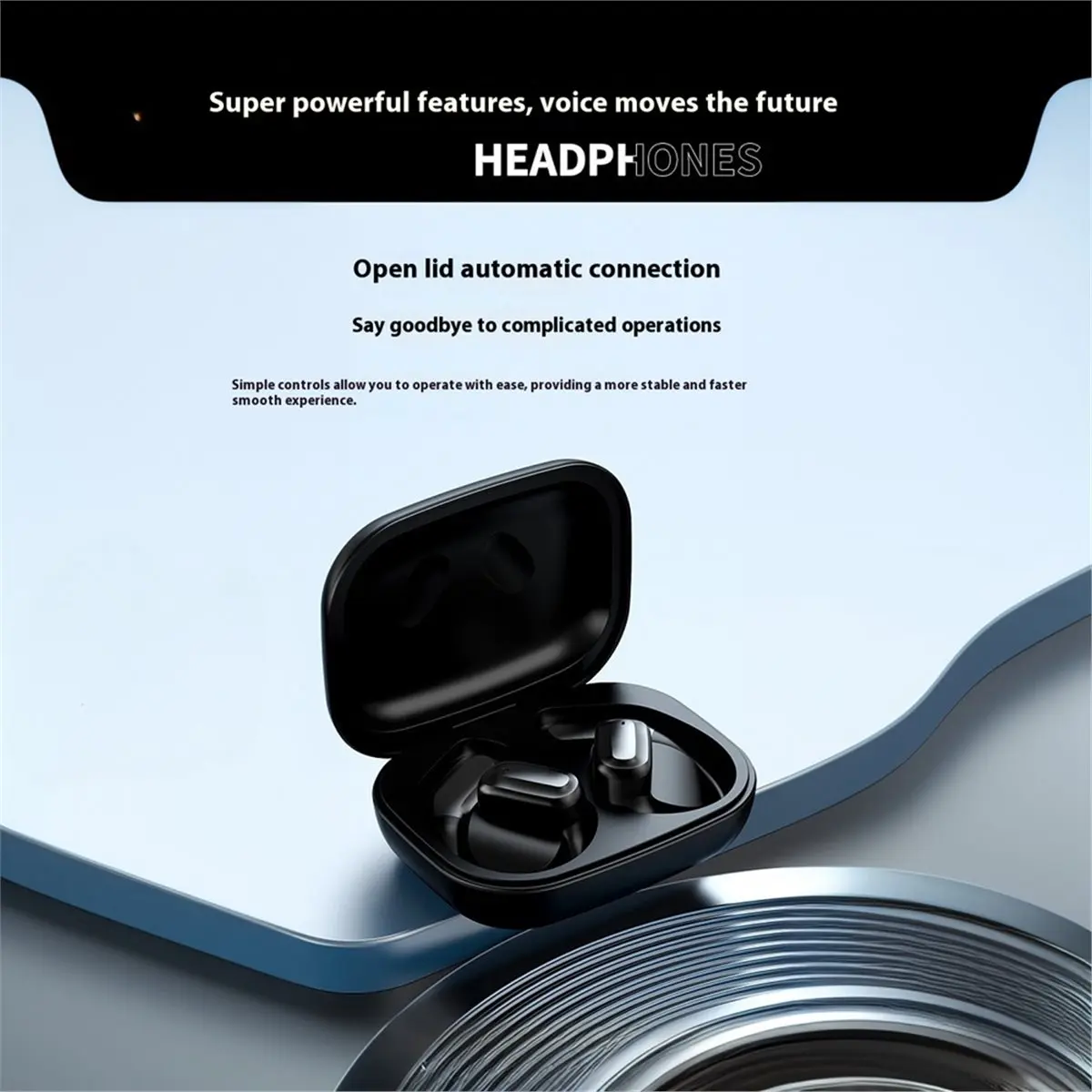 Headphones AI Translation Earbuds Real Time Intelligent Black PC+ABS Intelligent Earphones