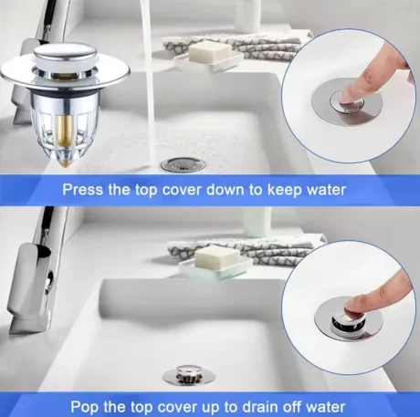 Pop-Up Drain Filter Plug - Press Bounce Basin Bath Shower Sink Hair Extension Kitchen Bathroom Hardware Accessory