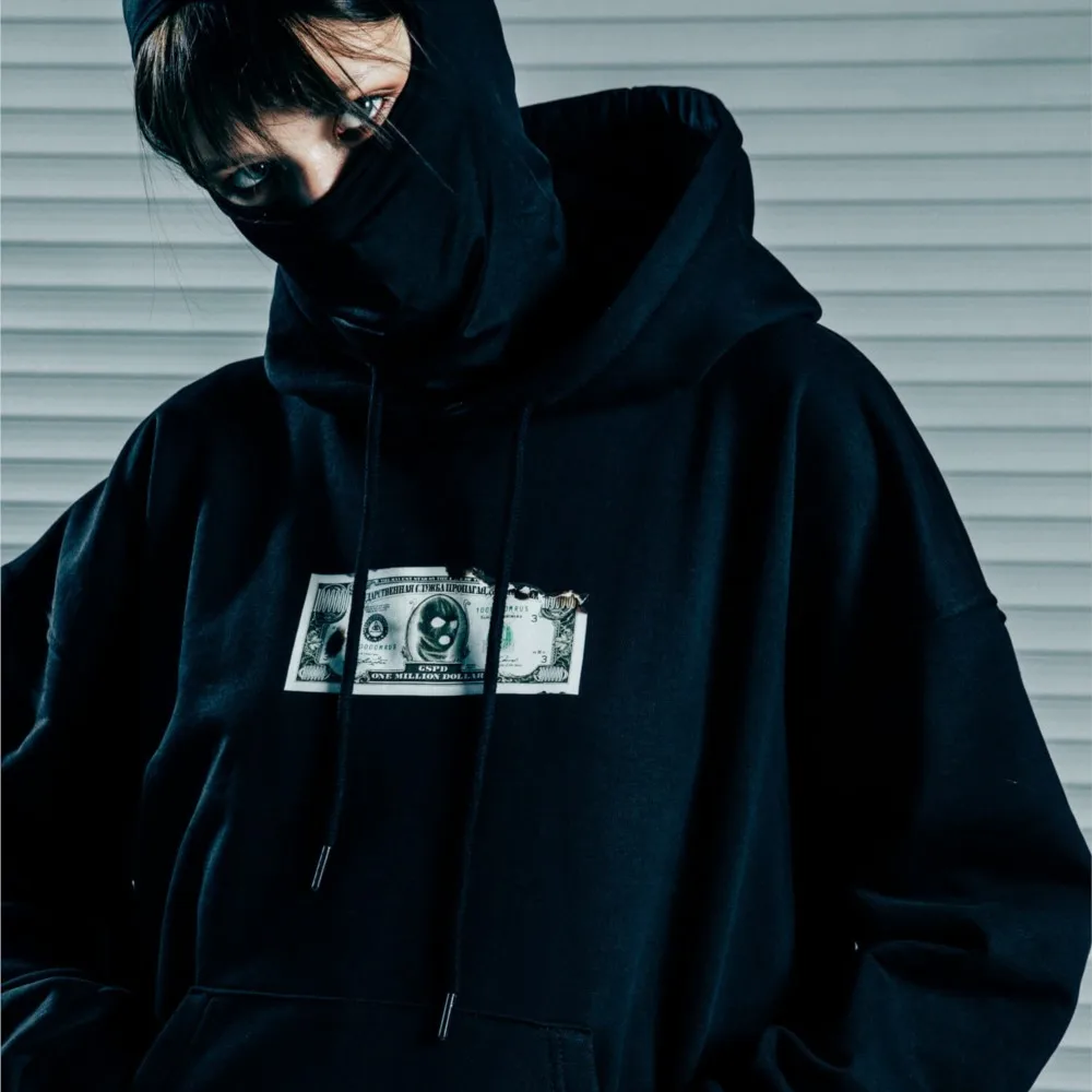 Harajuku Streetwear Men Hooded Oversized Pullover Dollar Graphic Print Hoodies Sweatshirt Hip Hop Aesthetic Top Goth Y2k Clothes