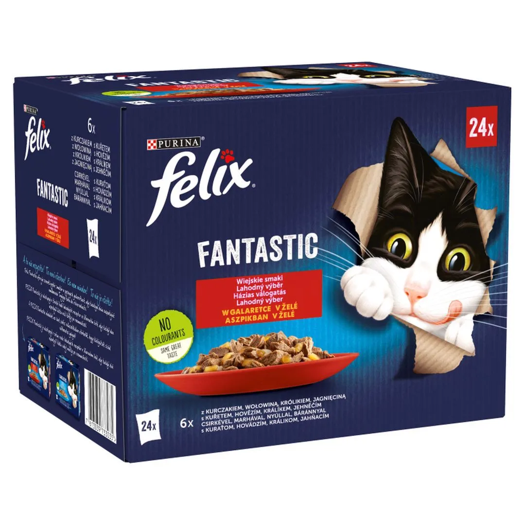Felix Fantastic Cat Food Country Sabores en gelatina 2,04 kg (24x85g)