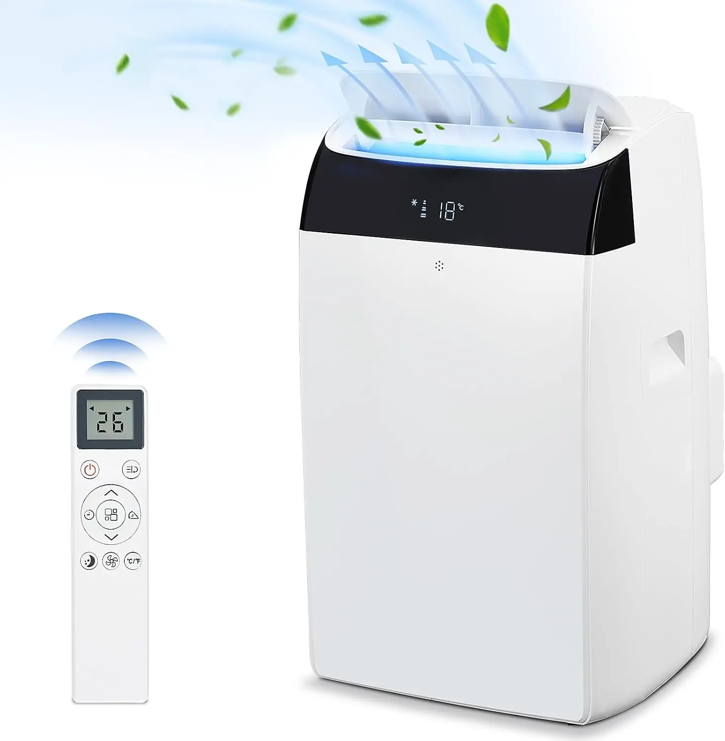 Portable Air Conditioner 14,000 BTU Powerful Cooling up to 750 Sq.Ft 3-in-1 AC Unit Electric Fan with Dehumidifier & Fan Mode Efficient Energy Saving For Home, Office, School