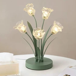 OUFULA Contemporary Table Lamp French Pastoral LED Creative Flower Living Room Bedroom And Study Home Decoration Desk Lamp