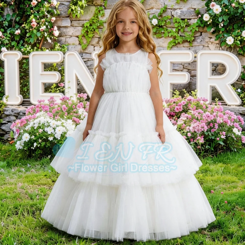 

Индивидуальное платье для девочки-цветочницы, молочно-белое, многоярусное, фасон «туту», для свадьбы, дня рождения, выпускного, первого причастия