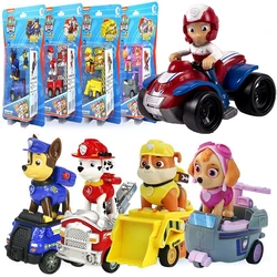 4PCS/SET Genuine Paw Patrol Vehicle Chase Skye Marshall Rubble Pull Back Cars Playset Action Figure Children Toys Birthday Gifts