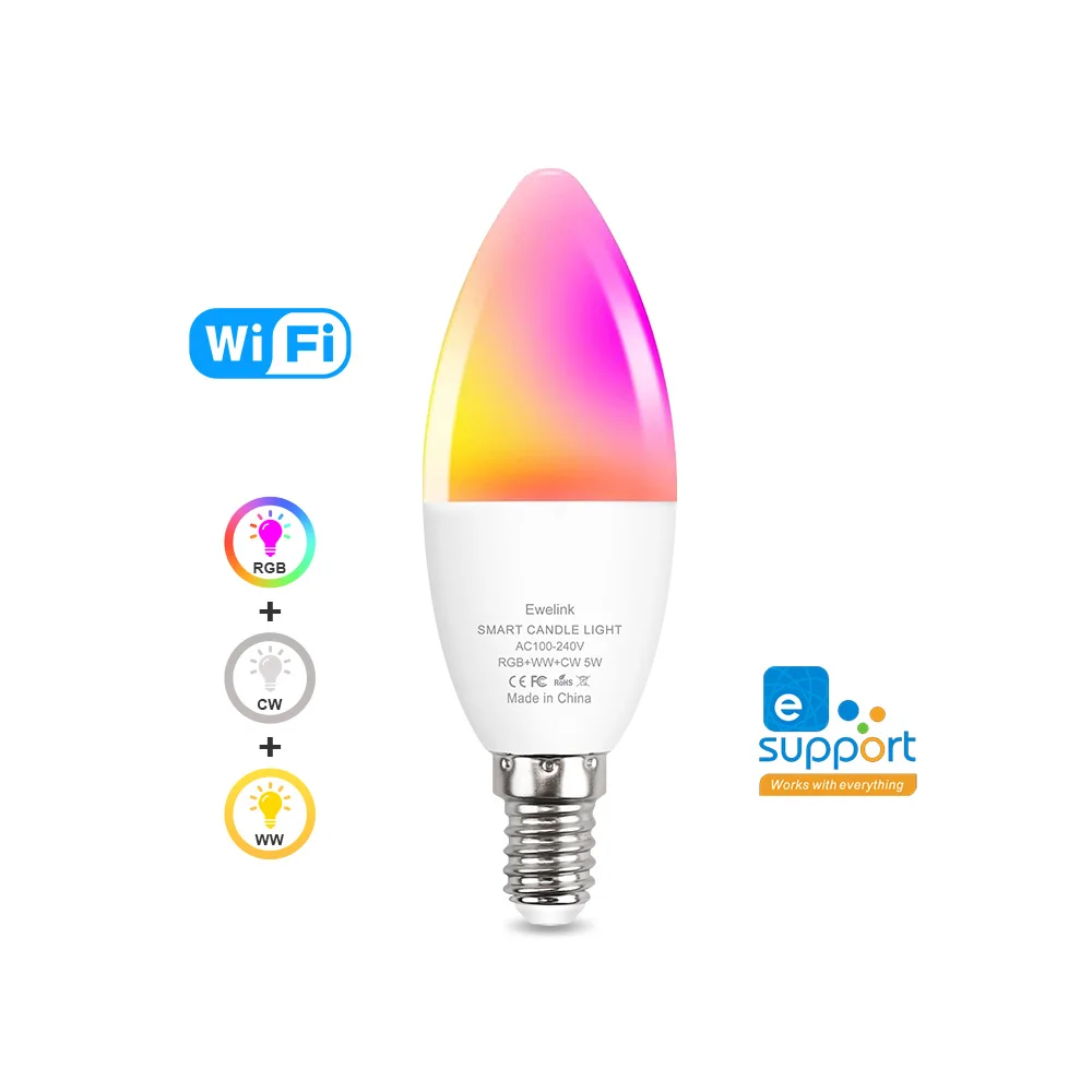 Ewelink E14 ampoule Led Wifi intelligente Zigbee RGBCW lampe à bougie fonctionne avec Alexa Amazon G