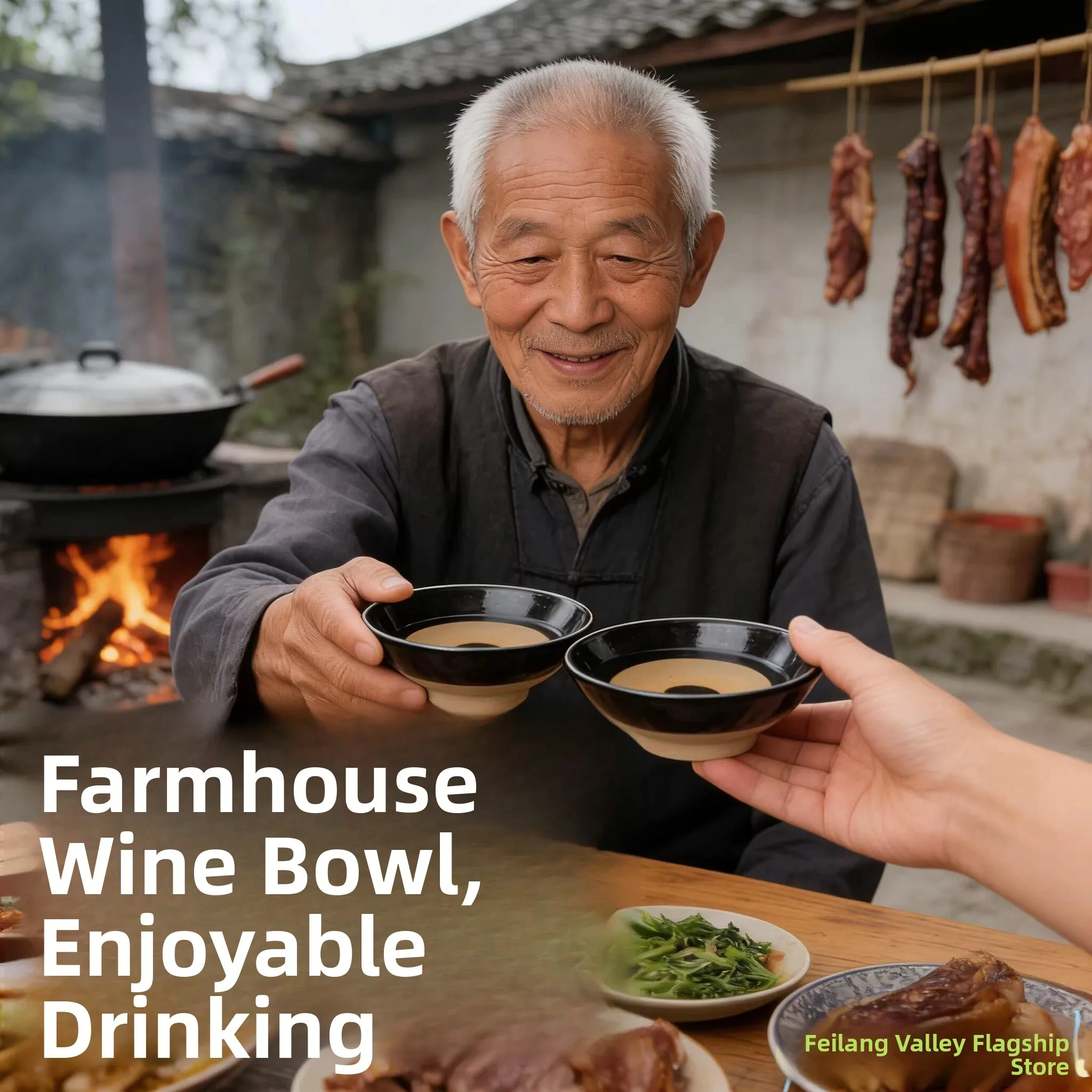 Auténtico Cuenco de Vino de Porcelana China Antigua, Simulación de Cerámica Rústica, Cuenco para Cubrir Carne al Vapor, Cuenco Decorativo Estilo Margen de Agua