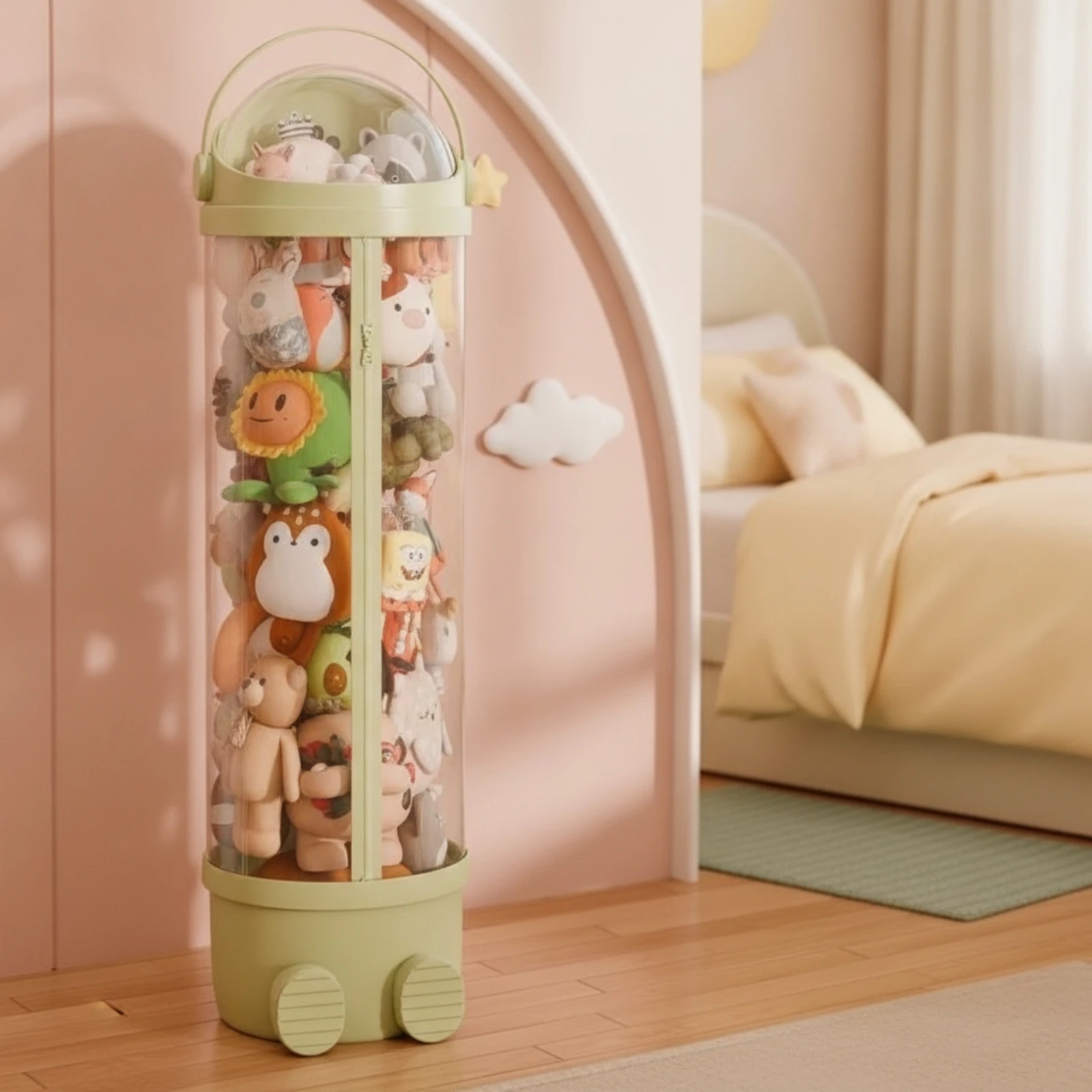 Stuffed Animal Storage Organizer Transparent Stuffed Toy Organizer Toy Storage Bin with Zipper Space-Saving for Children