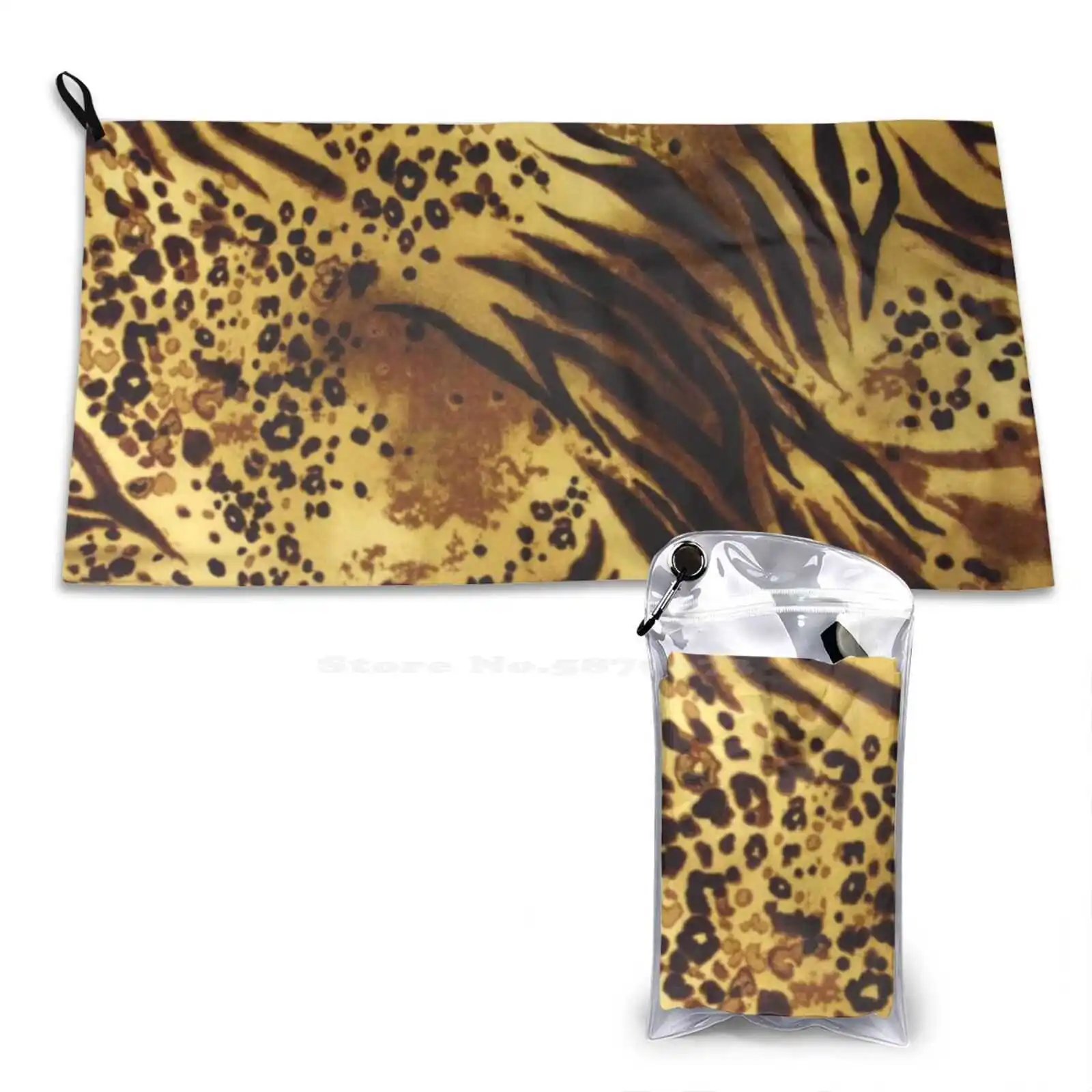 Cute African Leopard 3D Print Pattern Soft Towel Snow Leopard Animal Skin Cheetah Furry Ocelot Tacky Affrican Leoparad Black