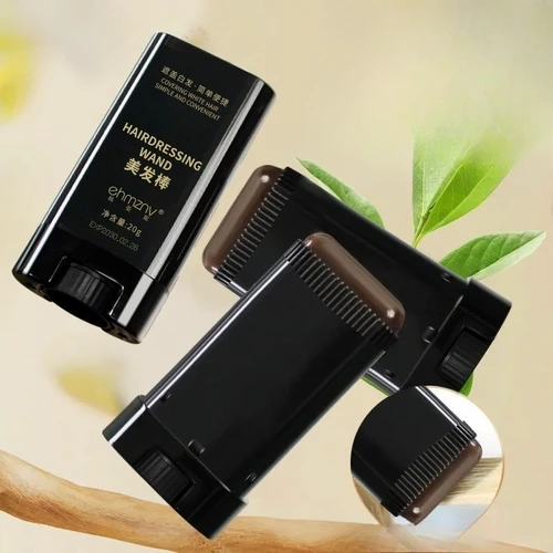 Imagen 2 del producto Barra de tinte para el cabello 2 en 1 con peines, coloración temporal del cabello, pelos blancos cubiertos, pluma para línea del cabello, lavable, negro, marrón, café, larga duración