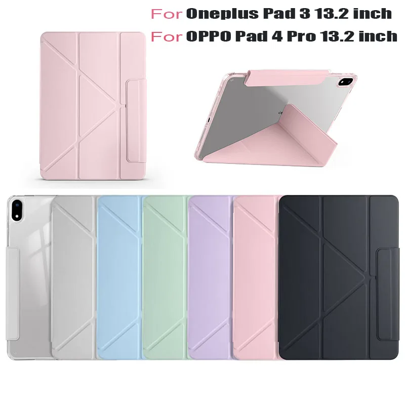 

Funda For Oneplus Pad 3 Case Smart Fold Leather Acrylic Clear Hard Magnetic Cover For Coque iPad Air 5 4 Air 11 M2 M3 13.2 Inch