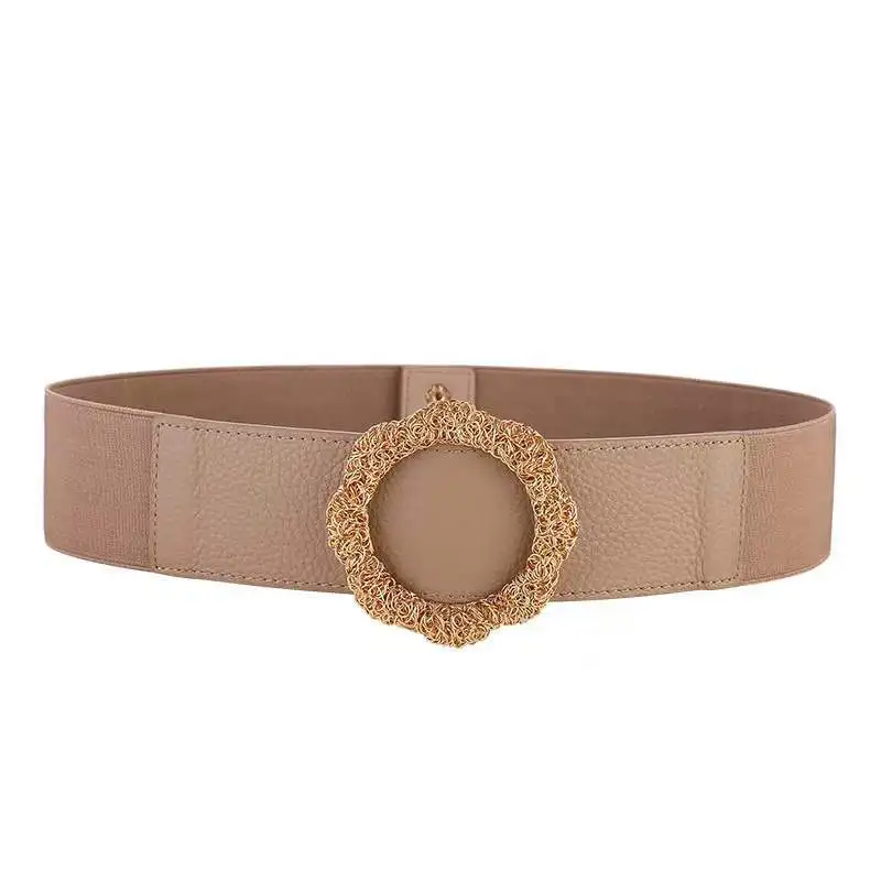 

genuine leather women wide elastic band waist belt