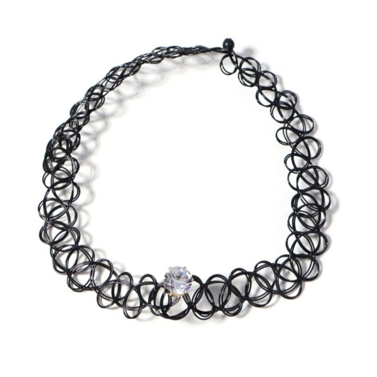 Black Tattoo Choker Necklace 90s Y2K Gothic Collar Choker for Women Vintage Blue Elastic Stretchy Adjustable Fashion Jewelry