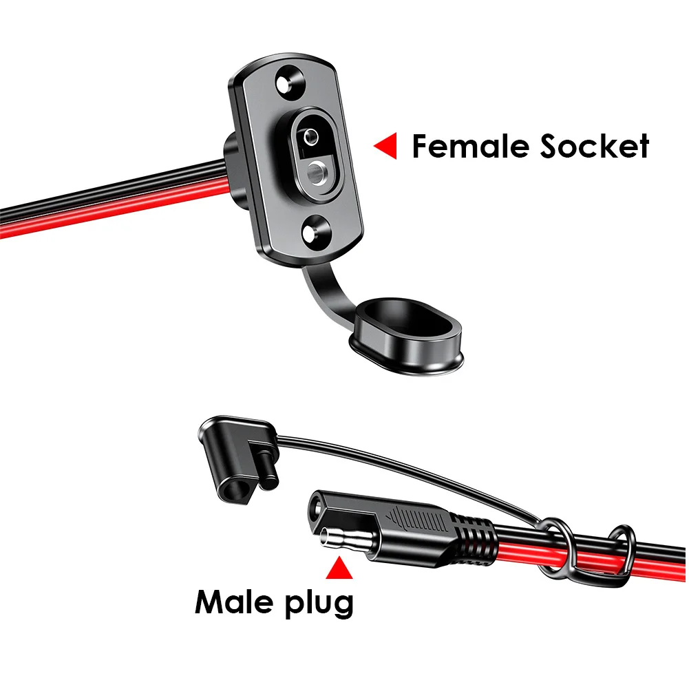 12AWG 30CM SAE Power Socket SAE Waterproof Quick Connect Panel Mount Universal Flush-Mountable Connector for Moto Battery