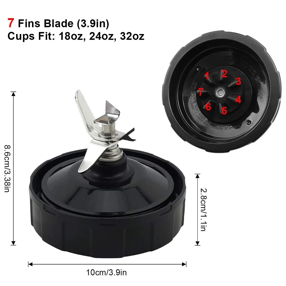 For Nutri Ninja Auto iQ BL480 BL481 BL482-30 BL487 Blender Juicer 7 Fin Extractor Bottom Blade,With Silicone Rubber Seal Sealing image 3