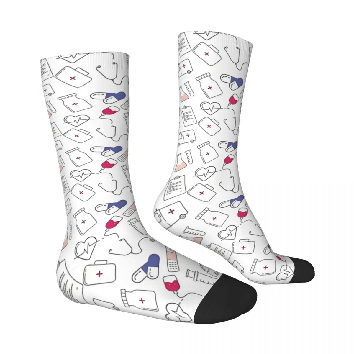 Medical Pattern Gift For Healthcare Worker NHS Stockings Pattern Socks Winter Non Slip Socks Women Men Running Medium Soft Socks