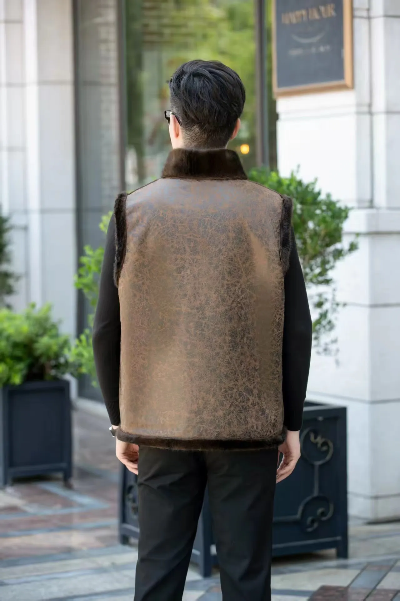 Winter Men's Stand Collar Imitation Mink Double-Sided Vest