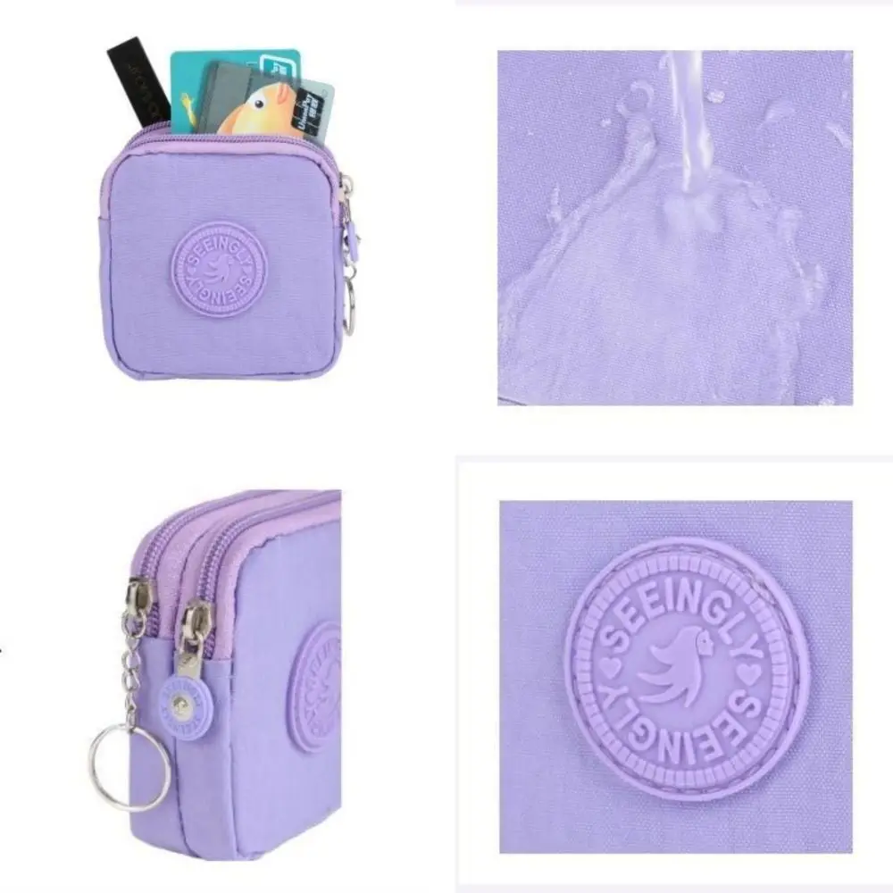 

Portable Waterproof Coin Purse Solid Color Wear-resistant Keychain Wallet with Key Ring Handbags