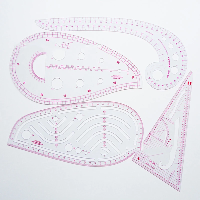 바느질 눈금자 메트릭 눈금자 곡선 패턴 등급 눈금자, 양재 드로잉 드래프팅 측정 템플릿, 세트당 4 개