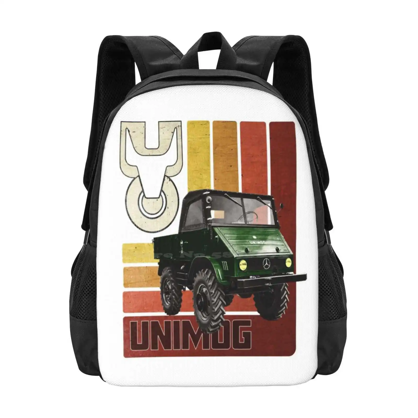 Unimog-Mochila monster caminhão vintage, sacos gráficos frescos do totó dos desenhos animados, moda automotiva, venda quente, vetor, velha escola