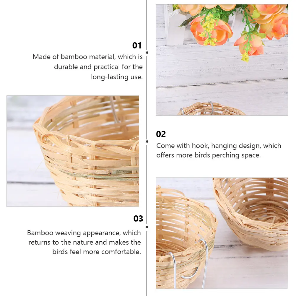 

7 Pcs Storage Basket Bamboo Bird's Nest Decoration Material Weaving Parakeet for Cage Hummingbird Nesting House